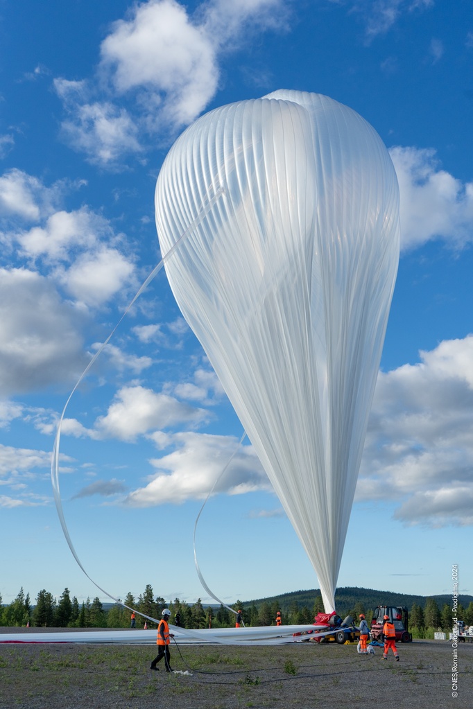 Le ballon stratospherique ouvert (BSO) du vol Transat avant lacher. 